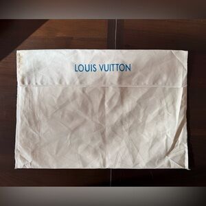 Louis Vuitton Cream Dust Bag with Blue Lettering